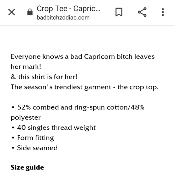 Womens crop tee-Capricorn - Picture 4 of 5